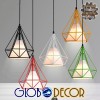 GLOBOSTAR® KAIRI 01618 Μοντέρνο Κρεμαστό Φωτιστικό Οροφής με Ντουί 1 x E27 AC 220-240V IP20 - Μαύρο & Λευκό - Μ38 x Π38 x Υ39cm