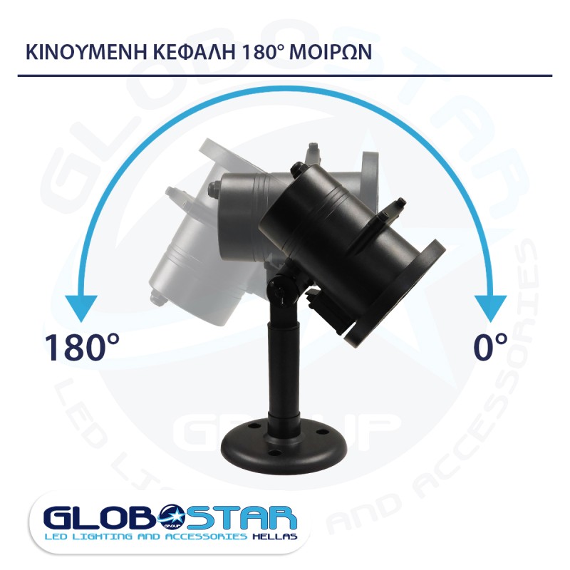 GloboStar® 75599 Προβολάκι Κήπου Καρφωτό - Δαπέδου Epistar LED 6W 300lm 60° AC 230V Αδιάβροχο IP44 RGB με 12 Διαφορετικά Σχέδια Φωτισμού