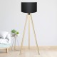 GloboStar® SAGA 204-0041 Μοντέρνο Eπιδαπέδιο Φωτιστικό Μονόφωτο 1 x E27 IP20 Μπεζ Ξύλο με Μαύρο Ύφασμα - Μ38 x Π38 x Υ140cm