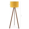 GloboStar® SAGA 204-0033 Μοντέρνο Eπιδαπέδιο Φωτιστικό Μονόφωτο 1 x E27 IP20 Καρυδί Ξύλο με Κίτρινο Ύφασμα - Μ38 x Π38 x Υ140cm