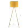 GloboStar® SAGA 204-0045 Μοντέρνο Eπιδαπέδιο Φωτιστικό Μονόφωτο 1 x E27 IP20 Μπεζ Ξύλο με Κίτρινο Ύφασμα - Μ38 x Π38 x Υ140cm