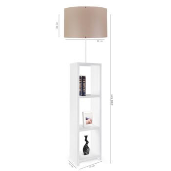 GLOBOSTAR® WOODO 204-0052 Μοντέρνο Επιδαπέδιο Φωτιστικό με Ντουί 1 x E27 AC 220-240V IP20 - Λευκό & Μπεζ - Μ38 x Π38 x Υ150cm