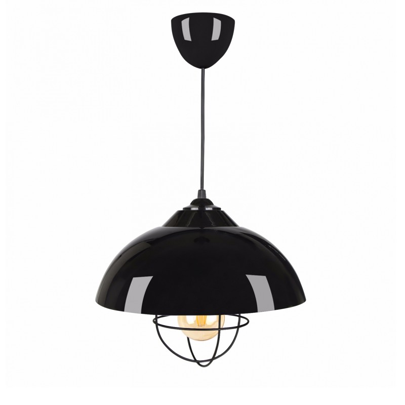 GloboStar® INDUSTRY 204-0110 Μοντέρνο Κρεμαστό Φωτιστικό Καμπάνα Μονόφωτο 1 x E27 IP20 Μαύρο Μέταλλο - Μ30 x Π30 x Υ70cm