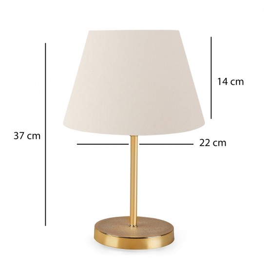 GloboStar® GLOSSY 204-0071 Μοντέρνο Eπιτραπέζιο Φωτιστικό Μονόφωτο 1 x E27 IP20 Χρυσό Μέταλλο με Λευκό Ύφασμα - Μ22 x Π22 x Υ37cm