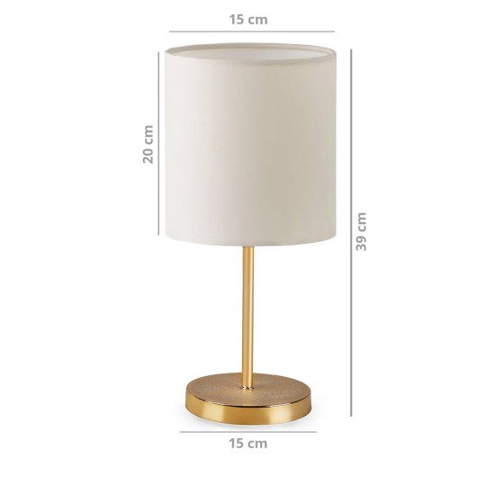 GloboStar® GLOSSY 204-0078 Μοντέρνο Eπιτραπέζιο Φωτιστικό Πορτατίφ Μονόφωτο 1 x E27 IP20 Χρυσό Μέταλλο με Μπεζ Ύφασμα - Μ15 x Π15 x Υ39cm GloboStar® GLOSSY 204-0078 Μοντέρνο Eπιτραπέζιο Φωτιστικό Μονόφωτο 1 x E27 IP20 Χρυσό Μέταλλο με Μπεζ Ύφασμα - Μ15 x Π15 x Υ39cm