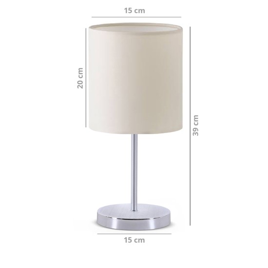 GloboStar® GLOSSY 204-0077 Μοντέρνο Eπιτραπέζιο Φωτιστικό Πορτατίφ Μονόφωτο 1 x E27 IP20 Ασημί Μέταλλο με Μπεζ Ύφασμα - Μ15 x Π15 x Υ39cm GloboStar® GLOSSY 204-0077 Μοντέρνο Eπιτραπέζιο Φωτιστικό Μονόφωτο 1 x E27 IP20 Ασημί Μέταλλο με Μπεζ Ύφασμα - Μ15 x Π15 x Υ39cm