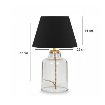 GLOBOSTAR® TRANS 204-0054 Μοντέρνο Επιτραπέζιο Φωτιστικό Πορτατίφ με Ντουί 1 x E27 AC 220-240V IP20 - Διάφανο & Μαύρο - Μ22 x Π22 x Υ14cm