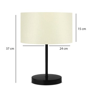 GLOBOSTAR® LARA 204-0075 Μοντέρνο Επιτραπέζιο Φωτιστικό Πορτατίφ με Ντουί 1 x E27 AC 220-240V IP20 - Μαύρο & Μπεζ - Μ24 x Π24 x Υ35cm