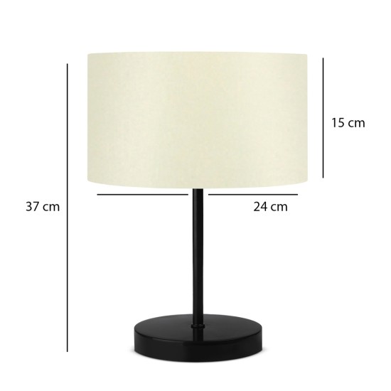 GloboStar® LARA 204-0075 Μοντέρνο Eπιτραπέζιο Φωτιστικό Πορτατίφ Μονόφωτο 1 x E27 IP20 Μαύρο Μέταλλο με Μπεζ Ύφασμα - Μ24 x Π24 x Υ35cm GloboStar® LARA 204-0075 Μοντέρνο Eπιτραπέζιο Φωτιστικό Μονόφωτο 1 x E27 IP20 Μαύρο Μέταλλο με Μπεζ Ύφασμα - Μ24 x Π24 x Υ35cm