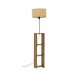 GloboStar® WOODO 204-0050 Μοντέρνο Eπιδαπέδιο Φωτιστικό Μονόφωτο 1 x E27 IP20 Καφέ Ξύλο με Μπεζ Ύφασμα - Μ38 x Π38 x Υ150cm