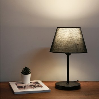 GLOBOSTAR® LARA 204-0074 Μοντέρνο Επιτραπέζιο Φωτιστικό Πορτατίφ με Ντουί 1 x E27 AC 220-240V IP20 - Μαύρο - Μ22 x Π22 x Υ36cm