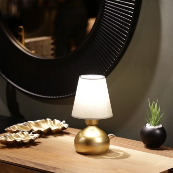 GLOBOSTAR® SWEET 204-0061 Μοντέρνο Επιτραπέζιο Φωτιστικό Πορτατίφ με Ντουί 1 x E27 AC 220-240V IP20 - Χρυσό & Μπεζ - Μ13 x Π13 x Υ25cm