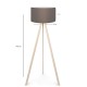 GloboStar® SAGA 204-0044 Μοντέρνο Eπιδαπέδιο Φωτιστικό Μονόφωτο 1 x E27 IP20 Μπεζ Ξύλο με Γκρι Ύφασμα - Μ38 x Π38 x Υ140cm