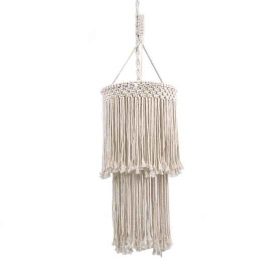 GloboStar® ZAMBIA 36208 Boho Κρεμαστό Φωτιστικό Μακραμέ Μονόφωτο 1 x E27 IP20 Μπεζ Ύφασμα - Μ30 x Π30 x Υ60cm GloboStar® ZAMBIA 36208 Boho Κρεμαστό Φωτιστικό Μακραμέ Μονόφωτο 1 x E27 IP20 Μπεζ Ύφασμα - Μ30 x Π30 x Υ60cm