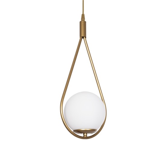 GloboStar® DROP 201-0034 Vintage Κρεμαστό Φωτιστικό Μπάλα Μονόφωτο 1 x E27 IP20 Χρυσό Μέταλλο με Γαλακτερή Μπάλα - Μ20 x Π25 x Υ80cm GloboStar® DROP 201-0034 Vintage Κρεμαστό Φωτιστικό Μπάλα Μονόφωτο 1 x E27 IP20 Χρυσό Μέταλλο με Γαλακτερή Μπάλα - Μ20 x Π25 x Υ80cm
