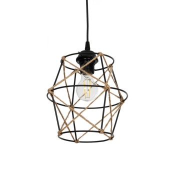 GLOBOSTAR® SOLON 201-0088 Vintage Κρεμαστό Φωτιστικό Οροφής με Ντουί 1 x E27 AC 220-240V IP20 - Μαύρο & Μπεζ - Μ22 x Π22 x Υ27cm