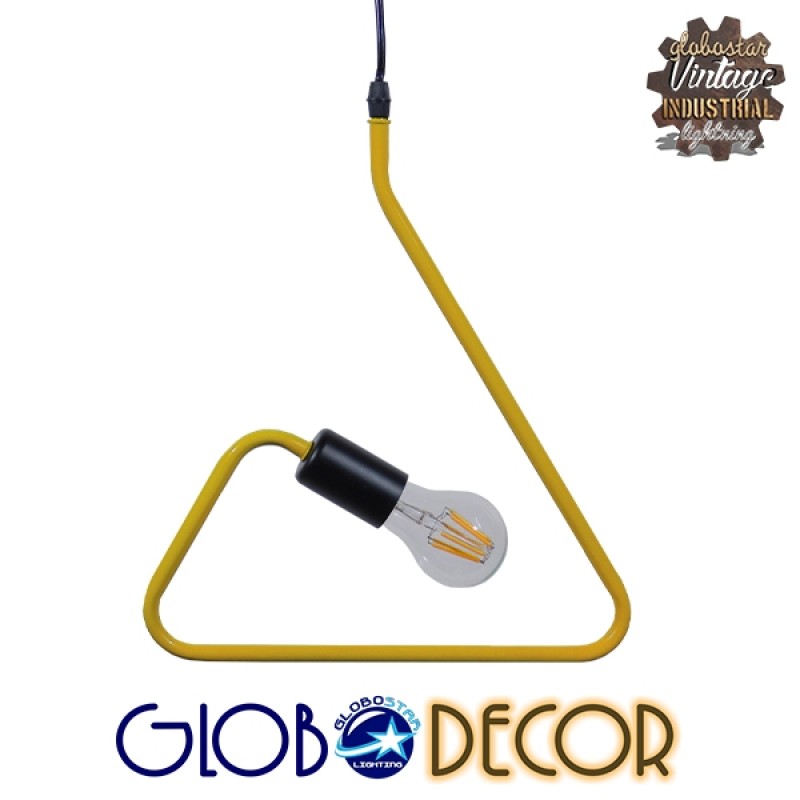 GloboStar® LIBBY 01097-1 Παιδικό Κρεμαστό Φωτιστικό Ανάρτηση Μονόφωτο 1 x E27 IP20 Κίτρινο Μέταλλο - Μ31 x Π31 x Υ16cm