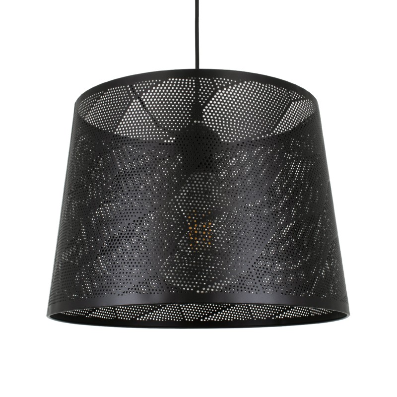 GloboStar® SPARKLE 00733 Μοντέρνο Κρεμαστό Φωτιστικό Καπέλο Μονόφωτο 1 x E27 IP20 Μαύρο Μέταλλο - Μ35 x Π35 x Υ26cm