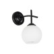 GloboStar® ISEN 01157 Μοντέρνο Επιτοίχιο Φωτιστικό Απλίκα Μονόφωτο 1 x E27 IP20 Μαύρο Μέταλλο με Λευκό Γυαλί - Μ24 x Π15 x Υ27cm