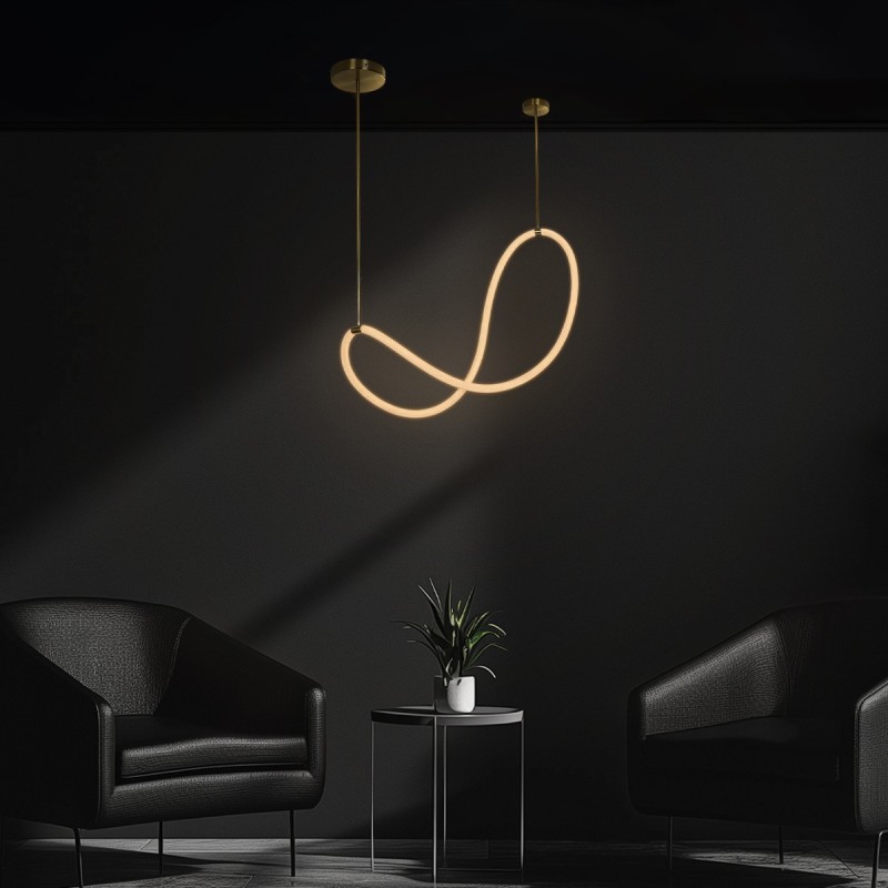 kelvo® GLOW KLV-101-0156 Κρεμαστό Φωτιστικό Οροφής LED 34W 3400lm 360° AC 220-240V IP20 Ρυθμιζόμενο Λευκό CCT με Χειριστήριο από 2700K έως 6000K Dimmable - Lumileds SMD Chip - Χρυσό Πλατίνα - Μ20 x Π35 x Υ120cm - 3 Χρόνια Εγγύηση