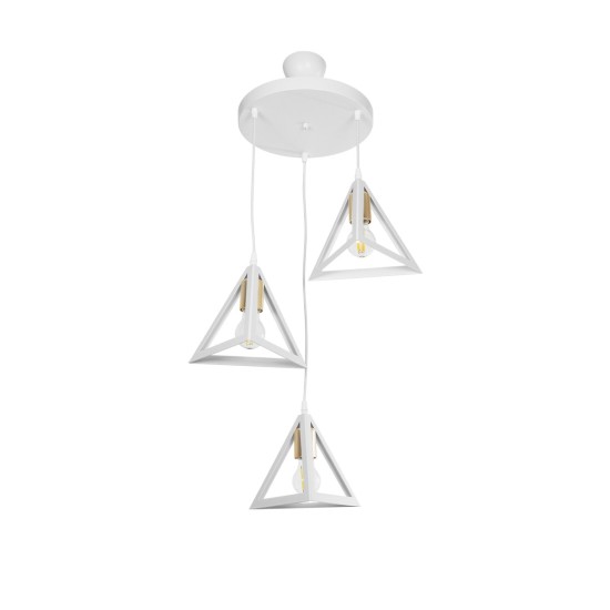 GloboStar® TRIANGLE 203-0166 Μοντέρνο Κρεμαστό Φωτιστικό Καμπάνα Τρίφωτο 3 x E27 IP20 Λευκό με Χρυσό Πλαστικό - Μ50 x Π50 x Υ80cm GloboStar® TRIANGLE 203-0166 Μοντέρνο Κρεμαστό Φωτιστικό Καμπάνα Τρίφωτο 3 x E27 IP20 Λευκό με Χρυσό Πλαστικό - Μ50 x Π50 x Υ80cm
