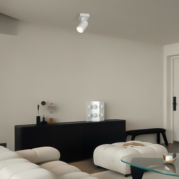 kelvo® SPOTA KLV-101-0135 Κινούμενο Φωτιστικό Σποτ Οροφής για Λάμπα MR16 με Ντουί GU10 AC 220-240V IP20 - Λευκό Ματ - Μ7 x Π6 x Υ14cm