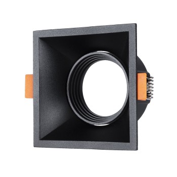 GLOBOSTAR® ALPHA 77833 Χωνευτή Κινούμενη Βάση για Σποτ MR16 με Ντουί GU10/GU5.3 IP20 - Μαύρο Ματ - Μ9 x Π9 x Υ4.5cm / Q8.3cm