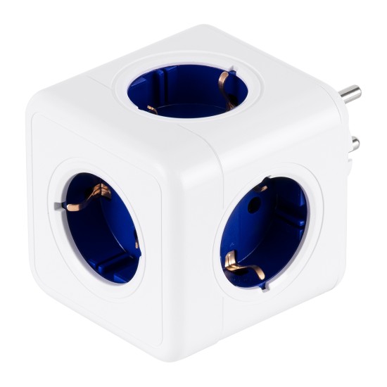 GloboStar® TRAVEL PowerCube PRO Certified 79629 Πολύπριζο 5 Θέσεων με 5 Πρίζες Ασφαλείας Childproof EU Schuko AC 220-240V Μ7.5 x Π11.5 x Υ7.5 - Λευκό με Μπλε - Max Load 3680W/16A GloboStar® TRAVEL PowerCube PRO Certified 79629 Πολύπριζο 5 Θέσεων με 5 Πρίζες Ασφαλείας Childproof EU Schuko AC 220-240V Μ7.5 x Π11.5 x Υ7.5 - Λευκό με Μπλε - Max Load 3680W/16A