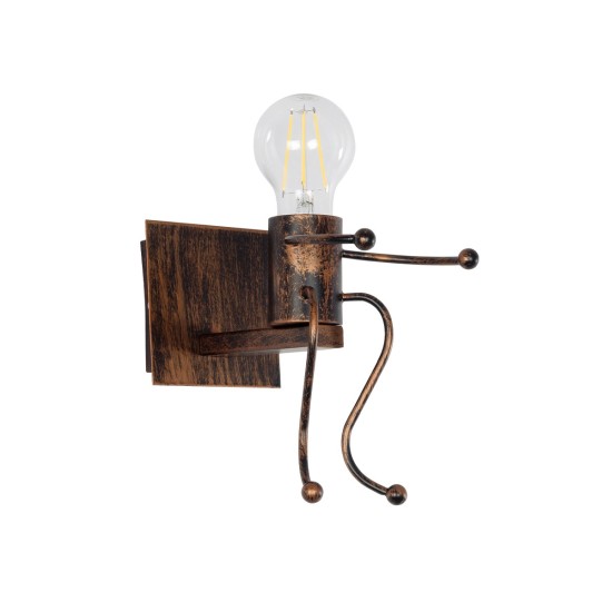 GloboStar® LITTLE MAN 01592 Μοντέρνο Επιτοίχιο Φωτιστικό Απλίκα Μονόφωτο 1 x E27 IP20 Χάλκινο Μέταλλο - Μ12 x Π19 x Υ17cm GloboStar® LITTLE MAN 01592 Μοντέρνο Επιτοίχιο Φωτιστικό Απλίκα Μονόφωτο 1 x E27 IP20 Χάλκινο Μέταλλο - Μ12 x Π19 x Υ17cm