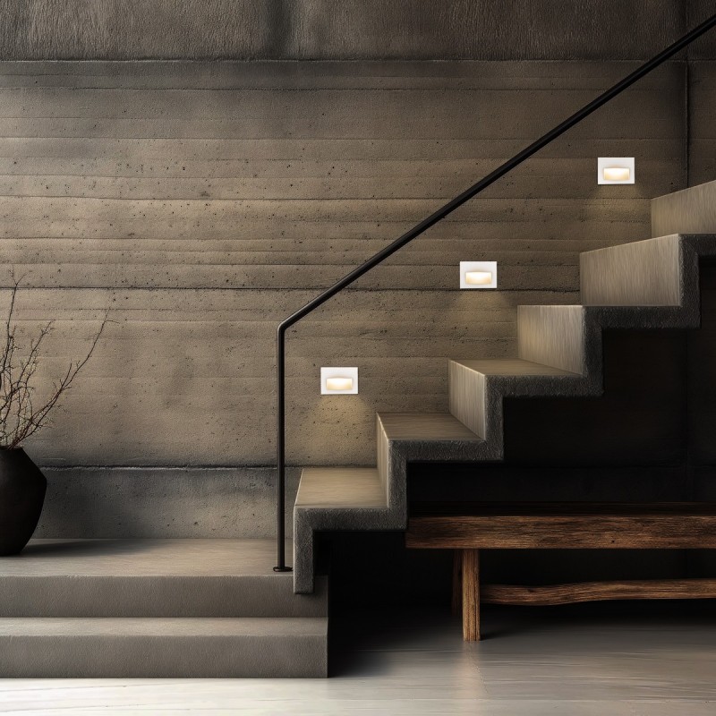 kelvo® STEPART KLV-101-0085 Χωνευτό Φωτιστικό Σκαλοπατιού / Διαδρόμου LED 3W 375lm 45° AC 220-240V Αδιάβροχο IP65 Θερμό Λευκό 2700K - Lumileds SMD Chip & TÜV SÜD Driver - Λευκό Ματ - Μ11.5 x Π5.3 x Υ8.3cm / Q10.6 x 7.6cm - 5 Χρόνια Εγγύηση