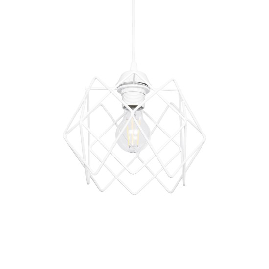 GloboStar® VORTEX 203-0001 Mοντέρνο Κρεμαστό Φωτιστικό Πλέγμα Μονόφωτο 1 x E27 IP20 Λευκό Μέταλλο - Μ23.5 x Π23.5 x Υ20cm GloboStar® VORTEX 203-0001 Mοντέρνο Κρεμαστό Φωτιστικό Πλέγμα Μονόφωτο 1 x E27 IP20 Λευκό Μέταλλο - Μ23.5 x Π23.5 x Υ20cm