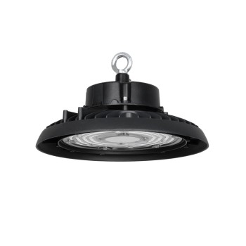 GLOBOSTAR® INDUSTRY 61500 Βιομηχανικό Φωτιστικό Καμπάνα High Bay UFO LED 100W 15000lm SDCM<5 90° AC 85-265V Αδιάβροχο IP65 IK08 Φυσικό Λευκό 5000K - 175 x Sanan Opto SMD Chip & TÜV SÜD Driver - Μαύρο Χυτό Αλουμίνιο - Μ26.5 x Π26.5 x Υ15cm - 5 Χρόνι