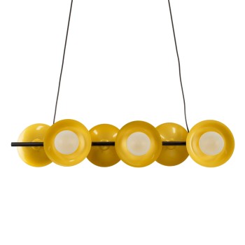 GLOBOSTAR® JOLIET 00783 Μοντέρνο Κρεμαστό Φωτιστικό Οροφής με Ντουί 6 x G9 AC 220-240V IP20 - Μαύρο & Χρυσό - Μ95 x Π28 x Υ20cm