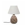 GloboStar® LISBON 204-0150 Vintage Eπιτραπέζιο Φωτιστικό Μονόφωτο 1 x E27 IP20 Καφέ Κεραμικό με Μπεζ Ύφασμα - Μ22 x Π22 x Υ30cm