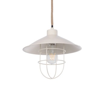 GLOBOSTAR® TULUB 203-0010 Vintage Κρεμαστό Φωτιστικό Οροφής με Ντουί 1 x E27 AC 220-240V IP20 - Λευκό & Μπεζ - Μ33 x Π33 x Υ30cm