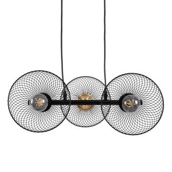 GLOBOSTAR® VERONA 00586 Μοντέρνο Κρεμαστό Φωτιστικό Οροφής με Ντουί 3 x E27 AC 220-240V IP20 - Μαύρο & Χρυσό - Μ50 x Π28 x Υ20cm