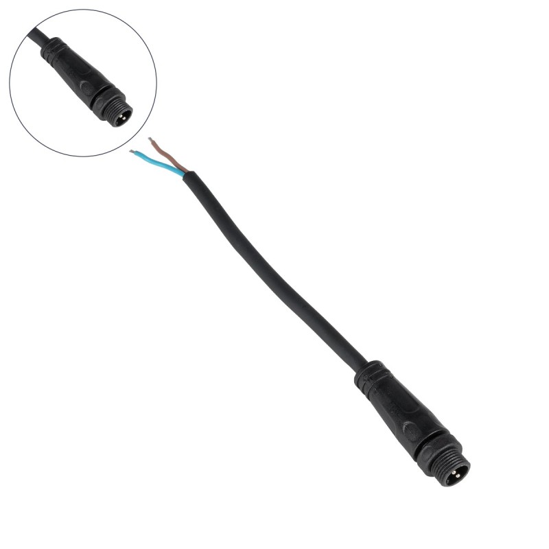 GLOBOSTAR® CONNECTOR 999-0266 2 Pin Σύνδεσμος Τροφοδοσίας για Wall Washers & Προβολείς με Είσοδο 2 x 0.25mm2 & Έξοδο 1 x Θηλυκό Βύσμα Αδιάβροχο IP65 - Μαύρο - Μ20 x Π1.5 x Υ1.5cm