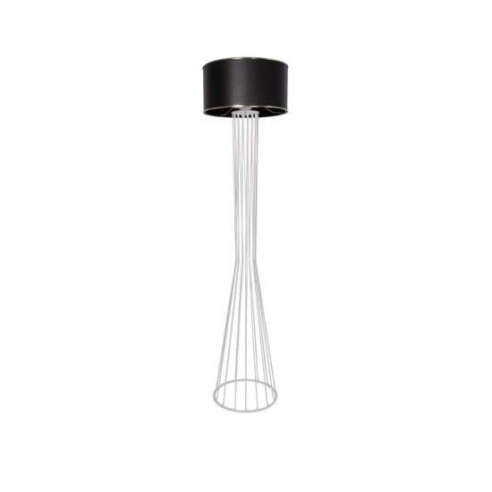 GloboStar® NOVA 201-0038 Μοντέρνο Επιδαπέδιο Φωτιστικό 1 x E27 IP20 Λευκό Μεταλλό με Μαύρο Ύφασμα - Μ38 x Π38 x Υ155cm