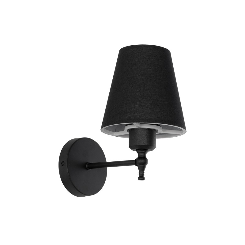 GloboStar® PAM 204-0113 Μοντέρνο Επιτοίχειο Φωτιστικό Aπλίκα Μονόφωτο 1 x E27 IP20 Μαύρο Μέταλλο με Μαύρο Ύφασμα - Μ23 x Π23 x Υ17cm