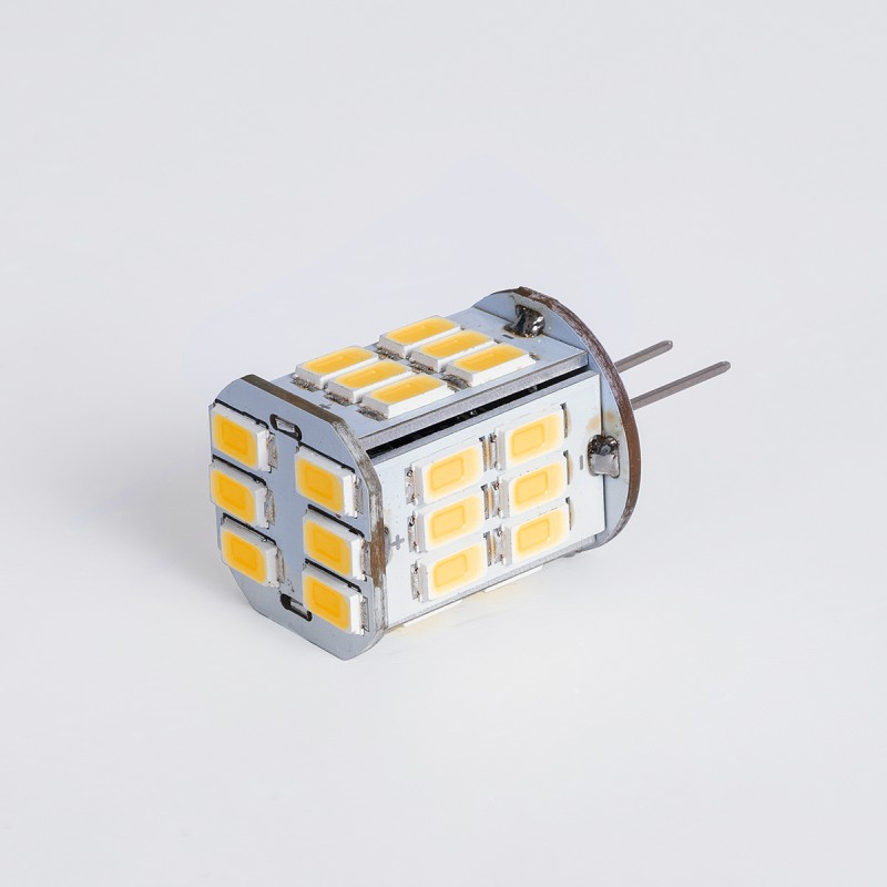 GLOBOSTAR® G4BACK 76136 Λάμπα G4 LED 6W 600lm 320° DC 12-24V IP20 Θερμό Λευκό 2700K Dimmable - Sanan SMD Chip - Back Pin - Μ1.9 x Π1.9 x Υ3.7cm - 2 Χρόνια Εγγύηση