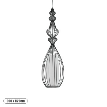 GLOBOSTAR® LILY 01561 Vintage Κρεμαστό Φωτιστικό Οροφής με Ντουί 1 x E27 AC 220-240V IP20 - Μαύρο & Λευκό - Μ90 x Π90 x Υ20cm