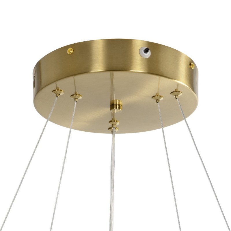 kelvo® VENOM 61187-DECO Μοντέρνο Κρεμαστό Φωτιστικό Οροφής LED 75W 8818lm 120° AC 220-240V IP20 Ρυθμιζόμενο Λευκό CCT με Χειριστήριο από 2700K έως 6000K Dimmable - Lumileds SMD Chip - Χρυσό Βούρτσας - Μ60 x Π60 x Υ40cm - 3 Χρόνια Εγγύηση