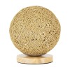 GloboStar® OCEANA 01336 Boho Επιτραπέζιο Φωτιστικό Πορτατίφ Μονόφωτο Μπεζ Ξύλινο Ψάθινο Rattan Φ20 x Υ22cm