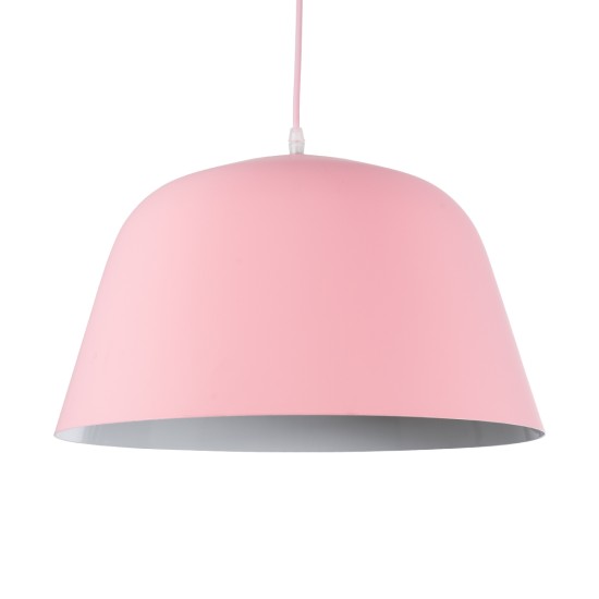 GloboStar® UPVALE 01284 Μοντέρνο Κρεμαστό Φωτιστικό Καμπάνα Μονόφωτο 1 x E27 IP20 Ροζ & Λευκό Μέταλλο - Μ40 x Π40 x Υ24cm GloboStar® UPVALE 01284 Μοντέρνο Κρεμαστό Φωτιστικό Καμπάνα Μονόφωτο 1 x E27 IP20 Ροζ & Λευκό Μέταλλο - Μ40 x Π40 x Υ24cm