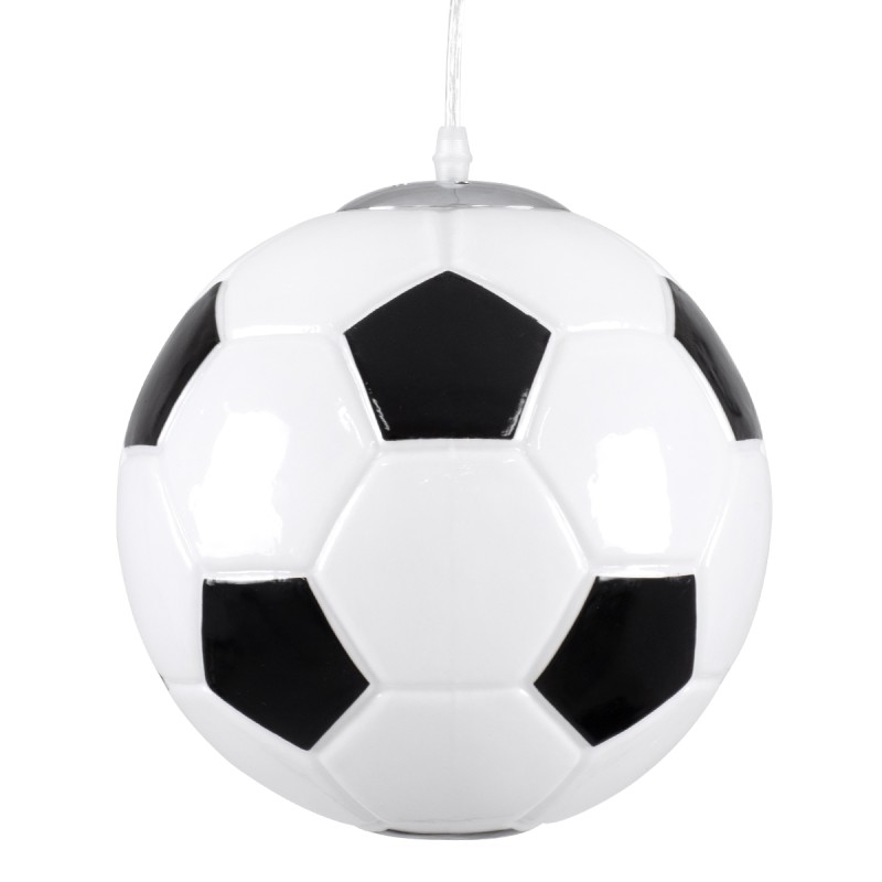 GLOBOSTAR® FOOTBALL 00647 Παιδικό Κρεμαστό Φωτιστικό Οροφής με Ντουί 1 x E27 AC 220-240V IP20 - Λευκό & Μαύρο - Μ25 x Π25 x Υ25cm
