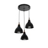GloboStar® RADE 203-0127 Vintage Κρεμαστό Φωτιστικό Καμπάνα Τρίφωτο 3 x E27 IP20 Μαύρο Πλαστικό - Μ40 x Π40 x Υ80cm