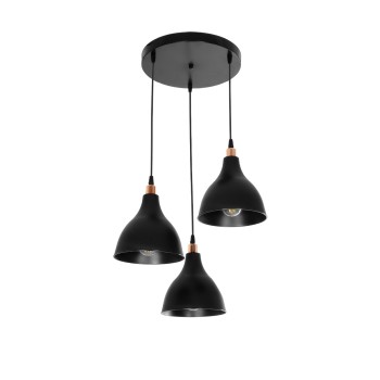 GLOBOSTAR® RADE 203-0127 Μοντέρνο Κρεμαστό Φωτιστικό Οροφής με Ντουί 3 x E27 AC 220-240V IP20 - Μαύρο & Χάλκινο - Μ40 x Π40 x Υ40cm