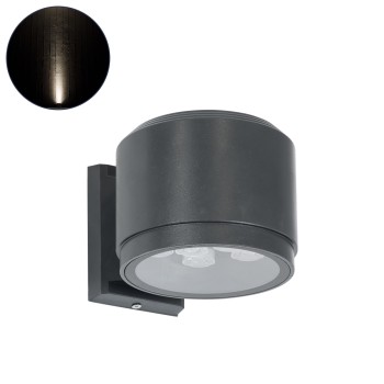 GLOBOSTAR® WALLLIGHT-GONA 90484 Μοντέρνο Φωτιστικό Τοίχου - Απλίκα LED 24W 2280lm 5° DC 24V Αδιάβροχο IP67 Φυσικό Λευκό 4500K - CREE COB Chip & TÜV SÜD Driver - Γκρι Ανθρακί Ματ - Μ13 x Π16.5 x Υ5cm - 3 Χρόνια Εγγύηση