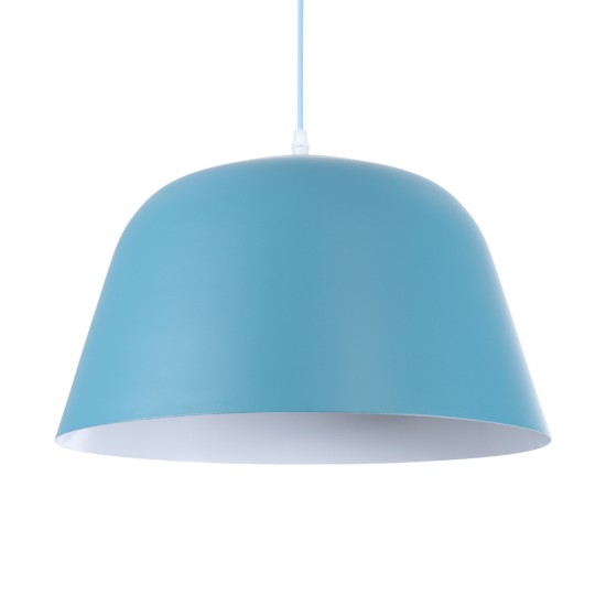 GloboStar® UPVALE 01286 Μοντέρνο Κρεμαστό Φωτιστικό Καμπάνα Μονόφωτο 1 x E27 IP20 Μπλε & Λευκό Μέταλλο - Μ40 x Π40 x Υ24cm GloboStar® UPVALE 01286 Μοντέρνο Κρεμαστό Φωτιστικό Καμπάνα Μονόφωτο 1 x E27 IP20 Μπλε & Λευκό Μέταλλο - Μ40 x Π40 x Υ24cm