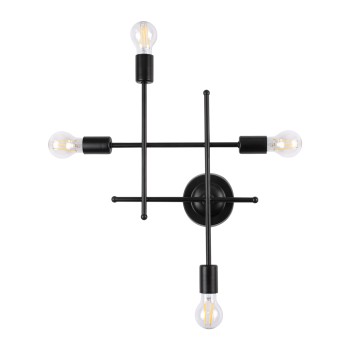 GLOBOSTAR® PIPING 00661 Vintage Φωτιστικό Τοίχου - Απλίκα με Ντουί 4 x E27 AC 220-240V IP20 - Μαύρο - Μ40 x Π9 x Υ52cm